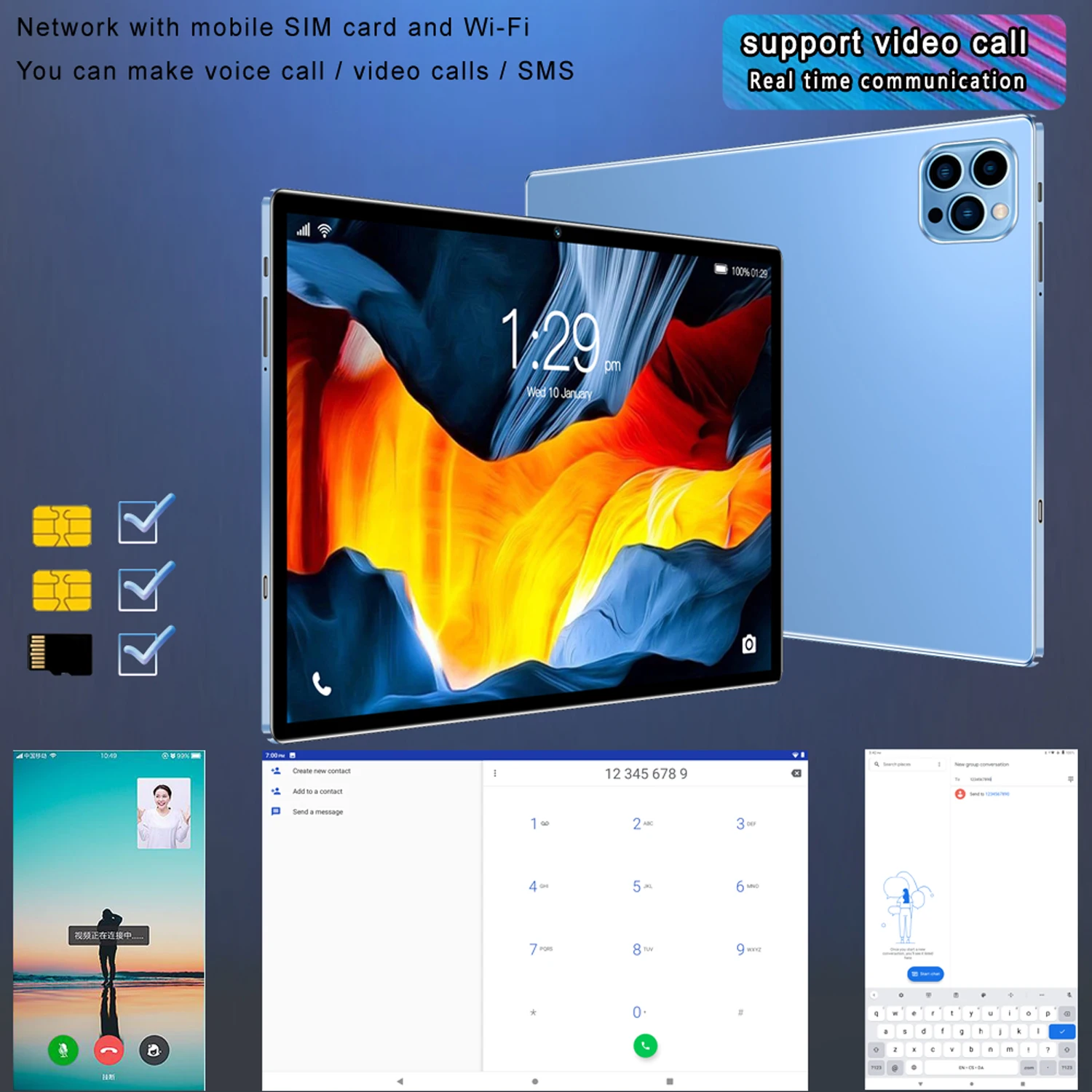 New 10.1 Inch Tablets Octa Core 4GB RAM 64GB ROM Dual SIM Cards 3G Phone Call WiFi Bluetooth Google Play Tablet Pc Android 13 - Image 3